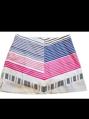 Lady Hagen Cream Skirt with Blue & Pink Chevron Stripes